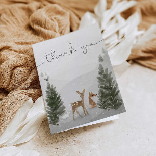 Winter Boho Woodland Baby Shower Thank You Card