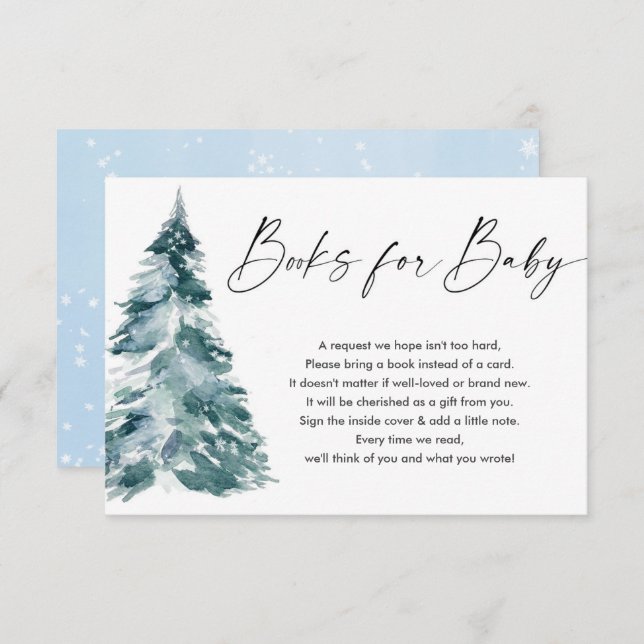 Winter books for baby blue gold boy book request e enclosure card (Front/Back)