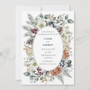 Winter Botanical Berry Wedding Invitation