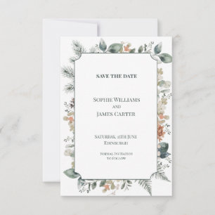 Winter Botanical Berry Wedding Save The Date