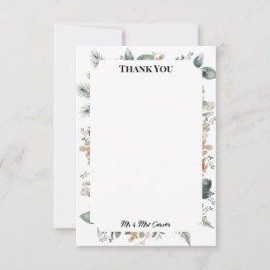 Winter Botanical Berry Wedding Thank You Card
