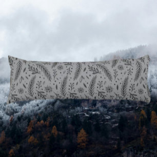 Winter Botanical Body Pillow – Grey