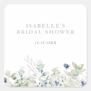 Winter Botanical Bridal Shower Square Sticker