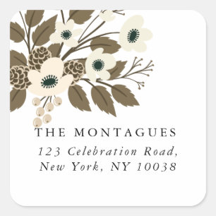 Winter Botanical Christmas Greenery Square Sticker