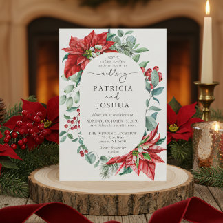 Winter Botanical Christmas Wedding Invitation