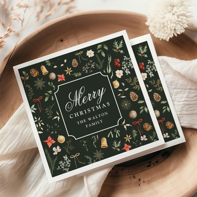 Winter Botanical Festive Christmas Party Napkin (Creator Uploaded)