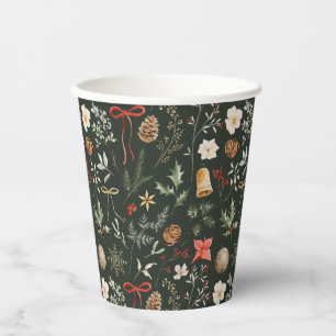 Winter Botanical Festive Christmas Party Paper Cups