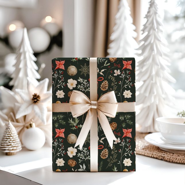 Winter Botanical Festive Christmas Wrapping Paper Sheet (Creator Uploaded)