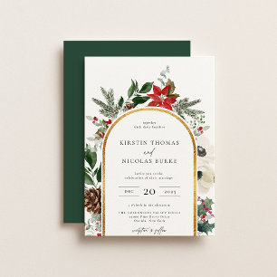 Winter Botanical Floral Arch Frame Wedding Invitation