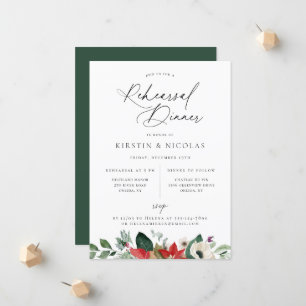 Winter Botanical Floral Rehearsal Dinner Announcement