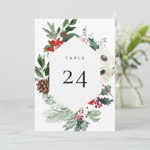 Winter Botanical Floral Table Number Card