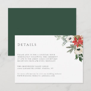 Winter Botanical Floral Wedding Details Card