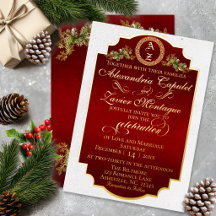 Winter Botanical Flourish Monogram - Red