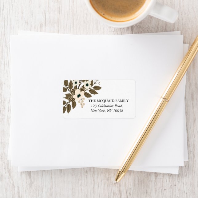 Winter Botanical Greenery Pink Floral Label (Insitu)