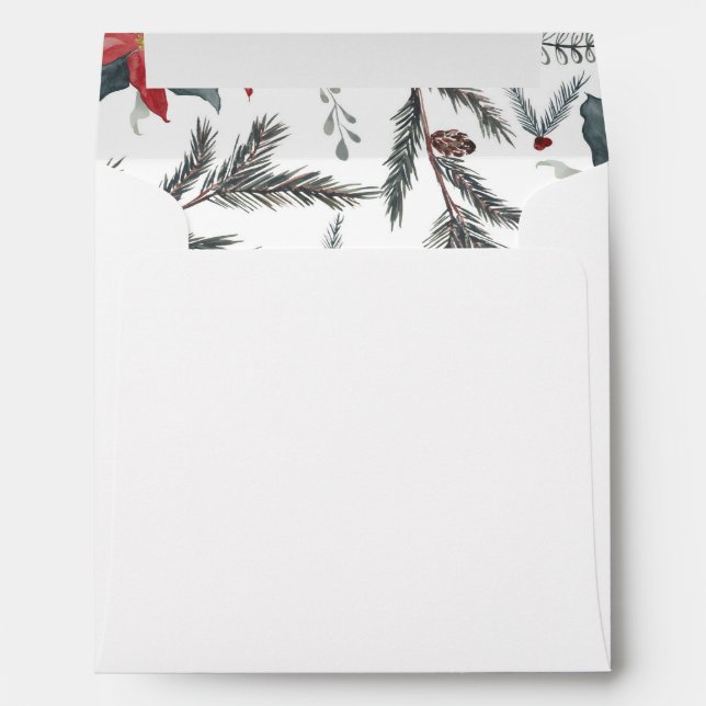 Winter Botanical Pine Berry Wreath Holiday Party Envelope (Back (Bottom))