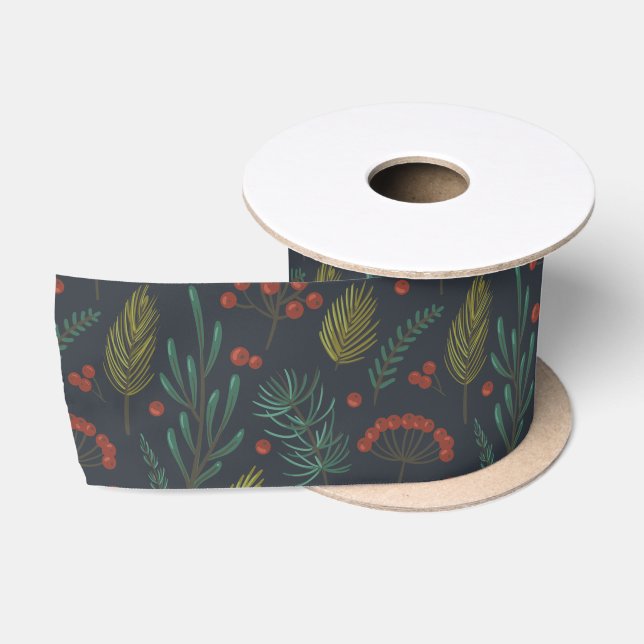Winter Botanical  Satin Ribbon (Spool)