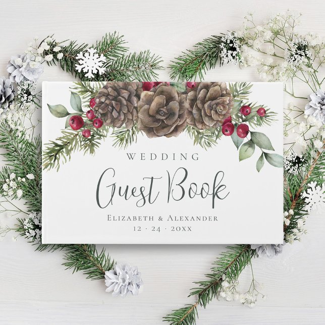 Winter Botanical Watercolor Christmas Wedding Guest Book (Creator Uploaded)
