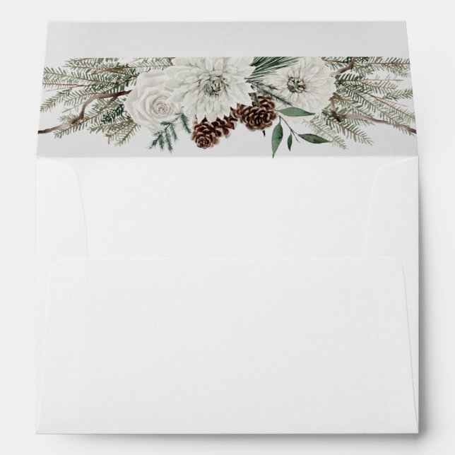 Winter Botanical Watercolor Greenery Bridal Shower Envelope (Back (Bottom))