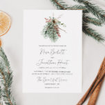 Winter Botanical Wedding Invitation<br><div class="desc">Celebrate your winter wedding in style with this minimalist rustic winter foliage wedding invitation featuring a watercolor floral arrangement of pine leaves,  red berries and eucalyptus greenery. With elegant handwriting calligraphy.</div>