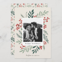 Winter Botanicals Christmas Photo Beige 