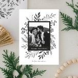 Winter Botanicals Christmas Photo Black and White Holiday Card<br><div class="desc">This completely customisable 1- photo holiday card features elegant hand-painted watercolor wintery botanicals that beautifully frame your photo. Comes with a matching pattern on the back and room to write a personalised message. Want to customise even more? Click on the “Edit using Design Tool.” This design is part of a...</div>