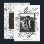 Winter Botanicals Christmas Photo Black and White Holiday Card<br><div class="desc">This completely customisable 1- photo holiday card features elegant hand-painted watercolor wintery botanicals that beautifully frame your photo. Comes with a matching pattern on the back and room to write a personalised message. Want to customise even more? Click on the “Edit using Design Tool.” This design is part of a...</div>