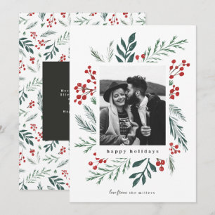 Winter Botanicals Christmas Photo Classic Colours Holiday Card