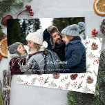 Winter Botanicals Christmas Photo Holiday Card<br><div class="desc">Experience the magic of the holiday season with our modern, minimalist Simple One Photo Family Christmas Holiday Card. A single, captivating photo space is perfectly balanced by a refreshing pine cone and holly berries botanical pattern on the back. This tastefully simple design captures the warmth of family ties, invoking smiles...</div>