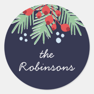 Winter Botanicals   Colourful Holiday Classic Round Sticker