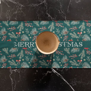 Winter Botanicals Coquette Bow Personalised Short Table Runner
