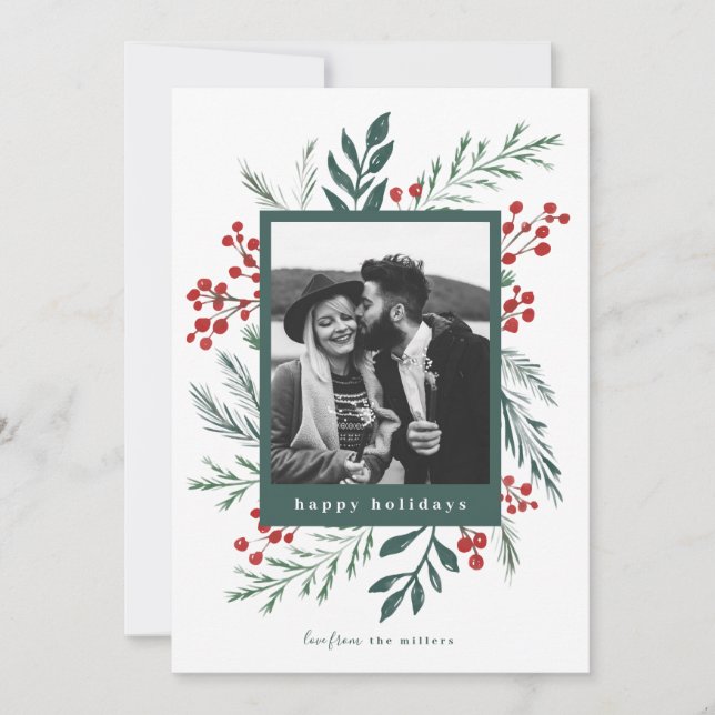 Winter Botanicals Elegant Christmas Photo (Front)