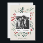 Winter Botanicals Elegant Christmas Photo<br><div class="desc">This completely customisable 1- photo holiday card features elegant hand-painted watercolor wintery botanicals that beautifully frame your photo. Comes with a matching pattern on the back and room to write a personalised message. This design is part of a collection. Original artwork by designer Nicole Barreto. Shop holiday cards and much...</div>