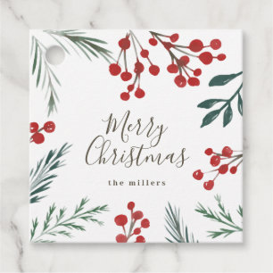 Winter Botanicals Elegant Holiday Christmas Favour Tags