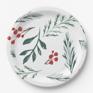 Winter Botanicals Elegant Holiday Paper Plate
