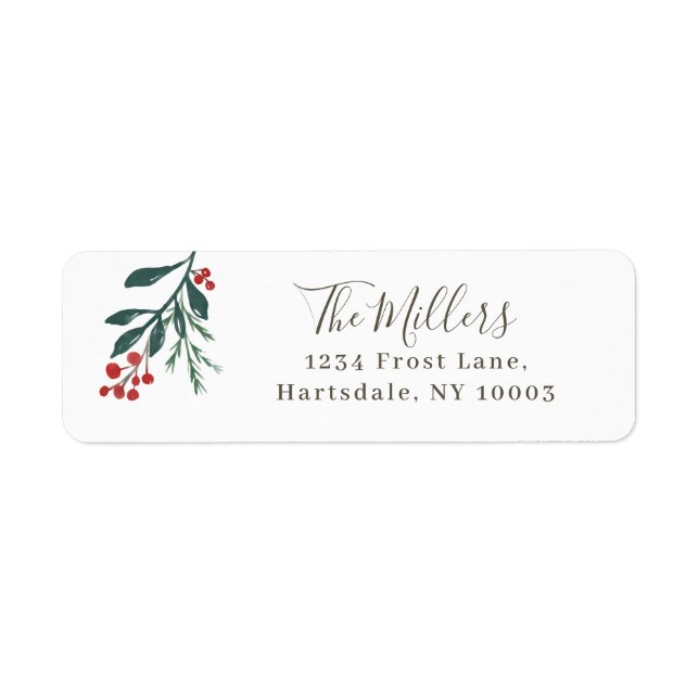 Winter Botanicals Elegant Holiday  Return Address (Front)