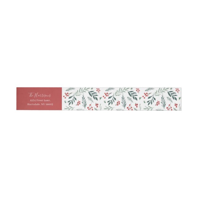 Winter Botanicals Elegant Holiday Return Address Wraparound Address Label (Individual)