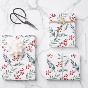 Winter Botanicals Elegant Holiday  Wrapping Paper Sheet