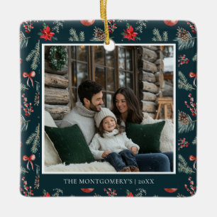 Winter Botanicals Elegant Photo Christmas Ceramic Ornament
