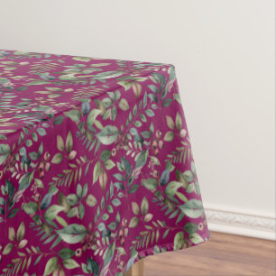 Winter Botanicals Rustic Burgundy Christmas Tablecloth