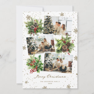 Winter Botanicals Snowflakes Photo Christmas Card