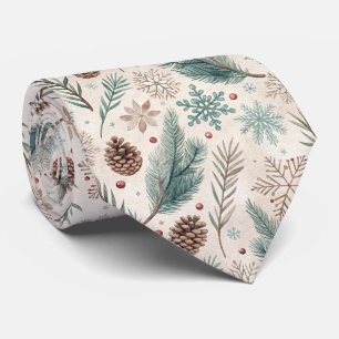 Winter Botanicals & Snowflakes - Rustic Holiday 1 Tie