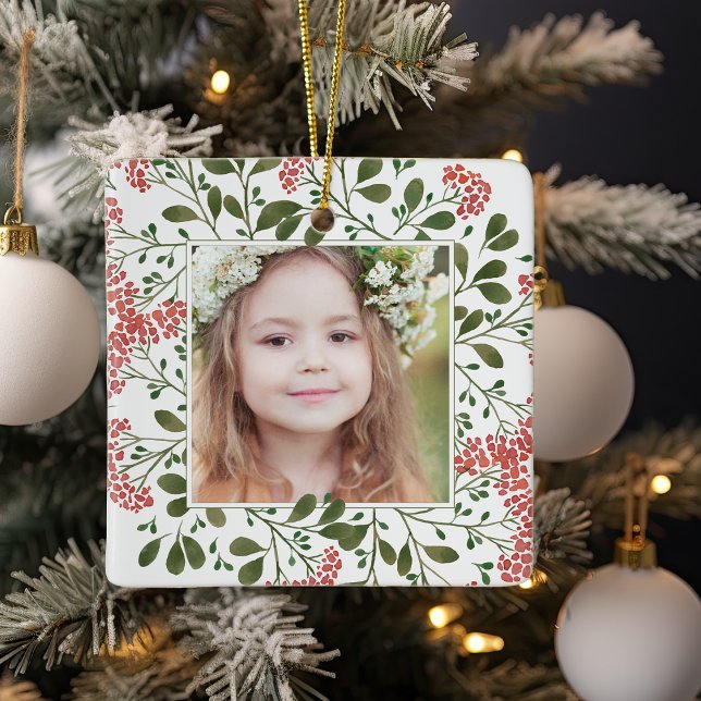 Winter Bouquet | Elegant Personalised Photo Ceramic Ornament (Creator Uploaded)