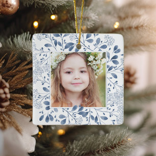 Winter Bouquet Elegant Personalised Photo Ceramic Ornament