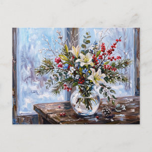 Winter Bouquet Frosted Window Postcard