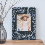 Winter Bouquet | Hanukkah Photo Card<br><div class="desc">Elegant Hanukkah photo card features a favourite vertical or portrait orientated photo surrounded by a border of delicate blue botanical foliage and tiny watercolor flower blossoms on a rich navy background. Your custom holiday greeting and family name or names appear beneath your photo in chic white lettering. Personalise the back...</div>