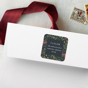 Winter Bouquet   Holiday Return Address Square Sticker