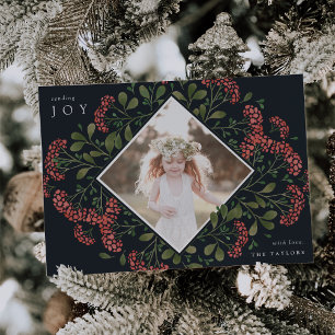 Winter Bouquet   Watercolor Botanical Photo Holiday Card