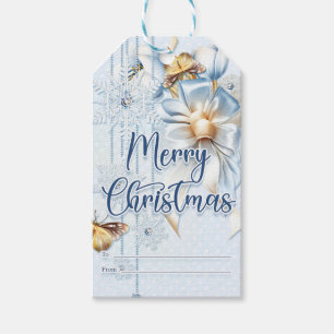 Winter Bow and Butterflies Merry Christmas Gift Tags