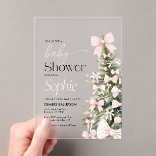 Winter Bow Baby Shower Acrylic Invitations