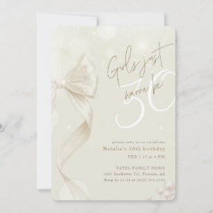 Winter Bow Girls Just Want To Be 30 Birthday Party Invitation